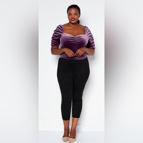 EUC [AND NOW THIS] Velvet Plum Purple Ruched Princess Top Women’s Plus Sz 2X - Picture 6 of 16